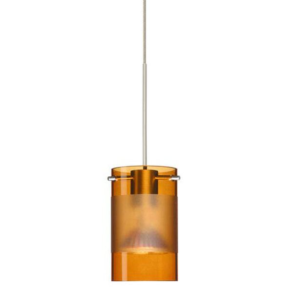 Scope Satin Nickel Halogen Mini Pendant with Flat Canopy and Armagnac and Frost Glass, image 1