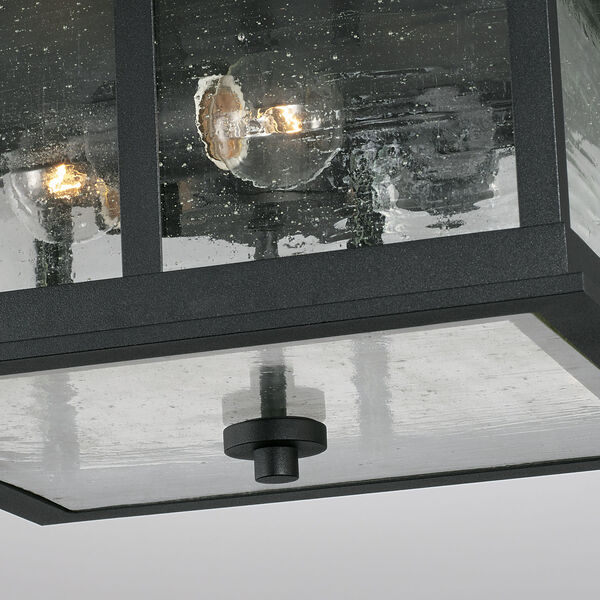 Barrett Black Three-Light Outdoor Flush Mount with Antiqued Glass, image 4