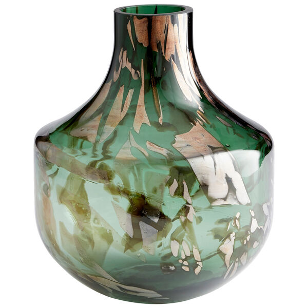 Green and Gold 11-Inch Maisha Vase, image 1