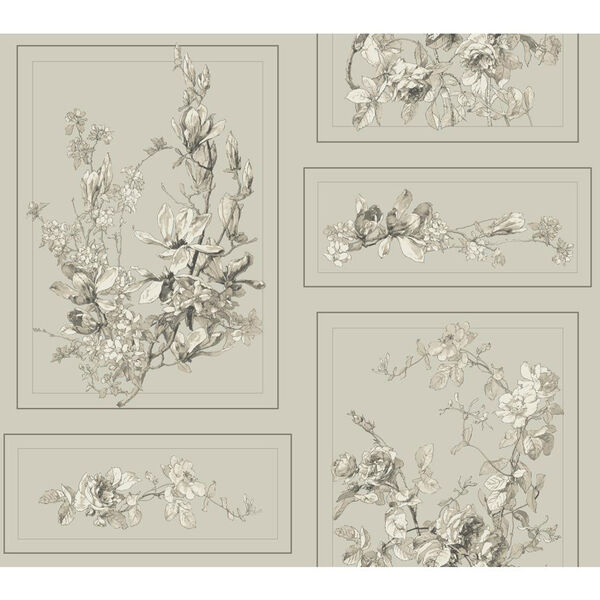 The Magnolia Brown and Gray Removable Wallpaper, image 1