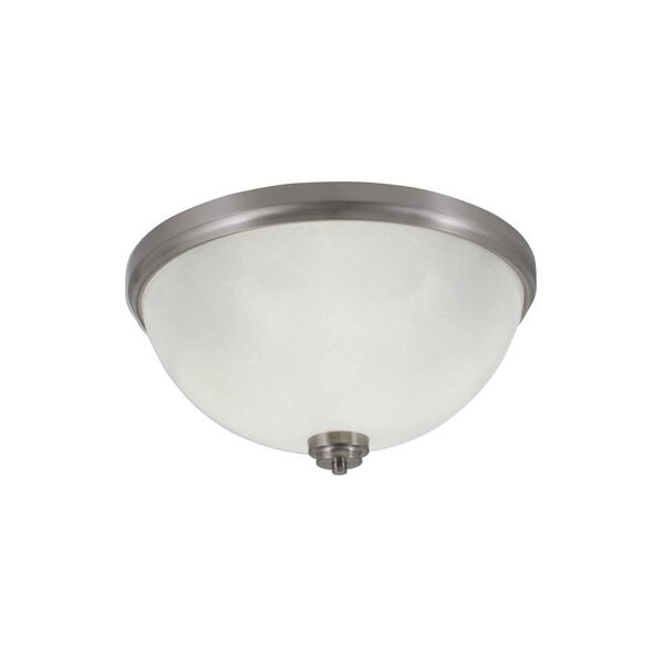 Brushed Nickel Four-Light Flush Mount with White Marble Glass, image 1