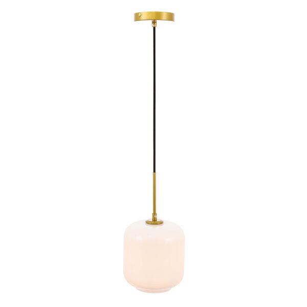 Collier Brass Seven-Inch One-Light Mini Pendant with Frosted White Glass, image 4