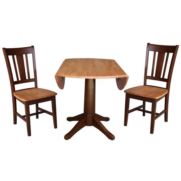 Cinnamon and Espresso 42-Inch Round Top Pedestal Table with Chairs, 3-Piece, image 5