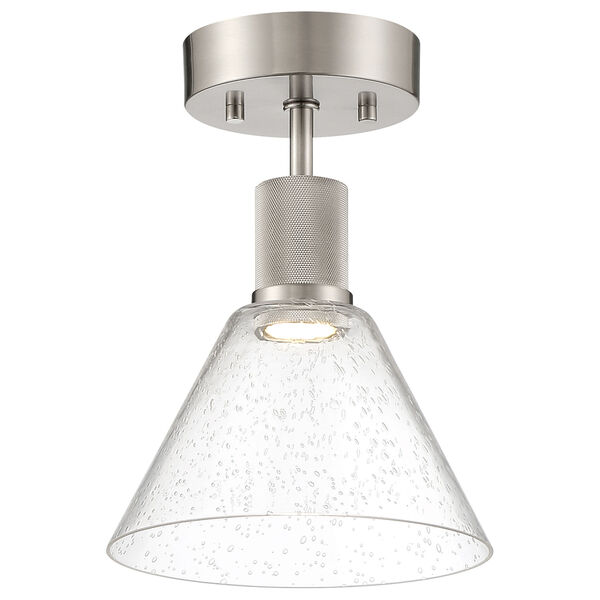 Port Nine Silver Outdoor Intergrated LED Semi-Flush with Clear Glass, image 1