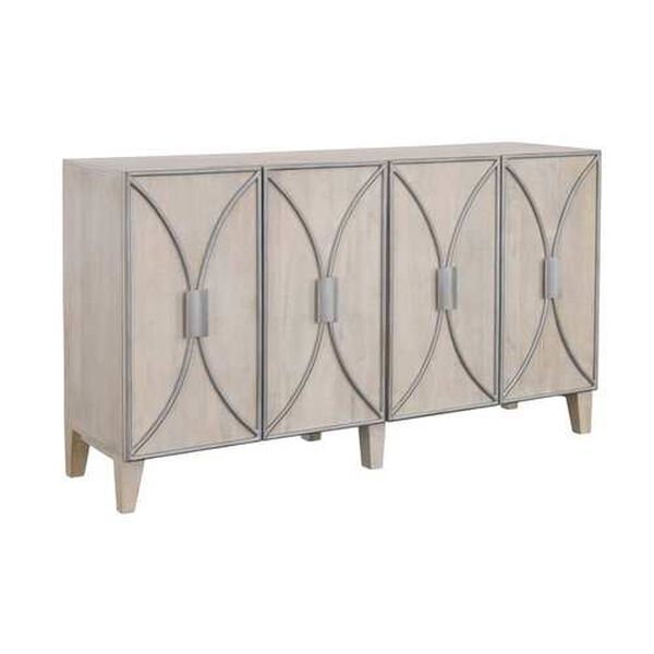 Natural Whitewash Credenza with Four Doors, image 1