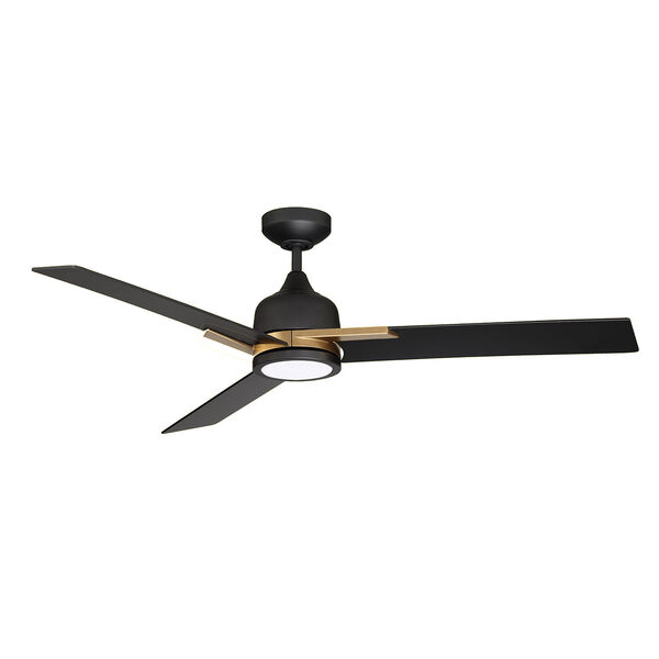 Triton Black and Oilcan Brass LED Ceiling Fan with Black Blades, image 1