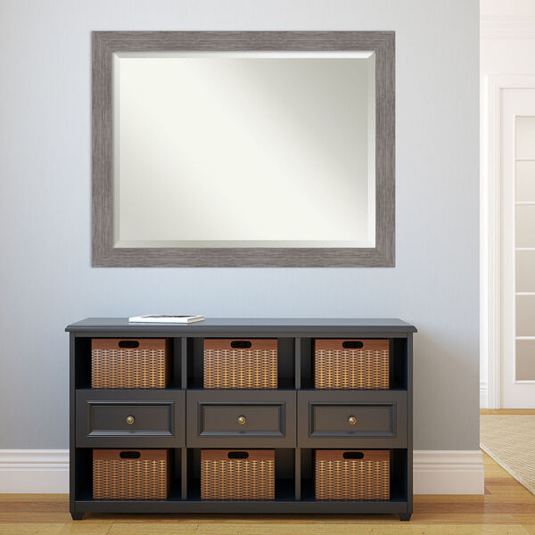 Pinstripe Plank Gray Wall Mirror, image 1