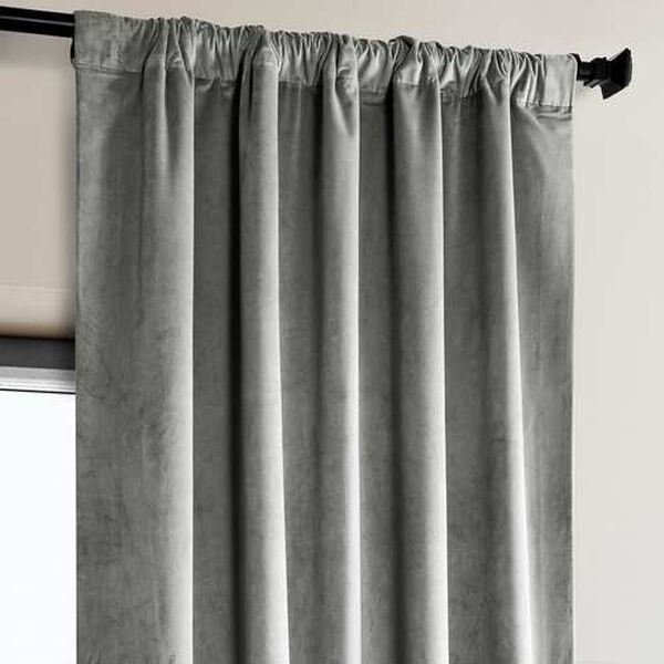 Grey Plush Velvet Single Panel Curtain 50 x 96, image 5