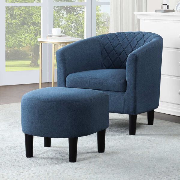 Take A Seat Blue Fabric Roosevelt Accent Chair with Ottoman, image 2