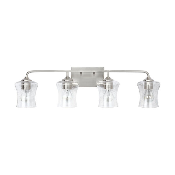 HomePlace Reeves Brushed Nickel Four-Light Bath Vanity with Clear Seeded Glass, image 1