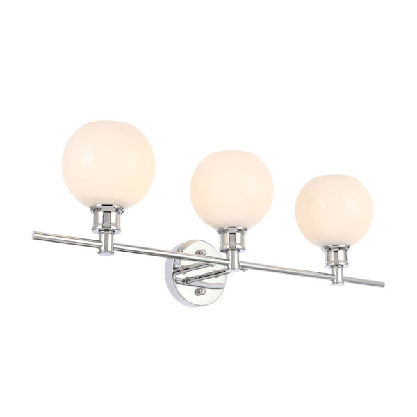 Collier Chrome Three-Light Bath Vanity with Frosted White Glass, image 6