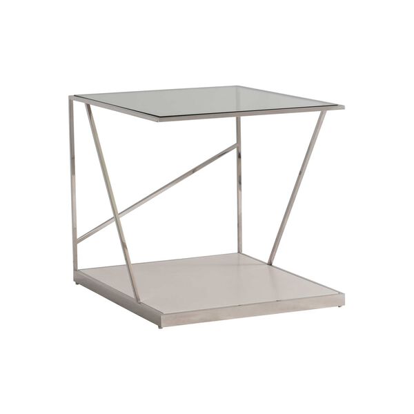 Maymont Stainless Steel and White Side Table, image 4