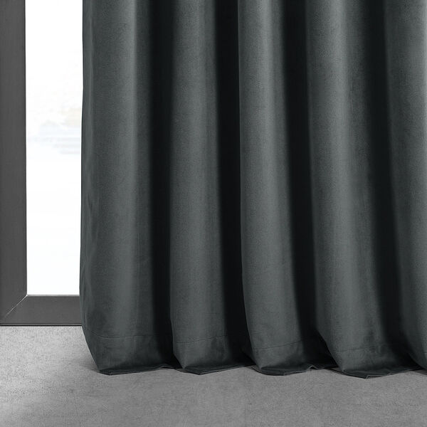 Natural Grey Blackout Velvet Pole Pocket Single Panel Curtain 50 x 84, image 13