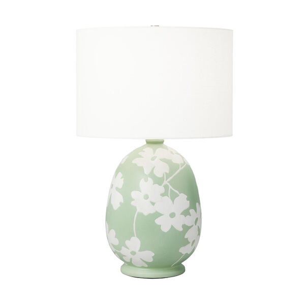 Lila Semi Matte Green and White One-Light Ceramic Table Lamp, image 1