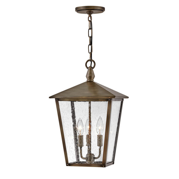 Huntersfield Burnished Bronze Three-Light Outdoor Pendant With Clear Seedy Glass, image 2