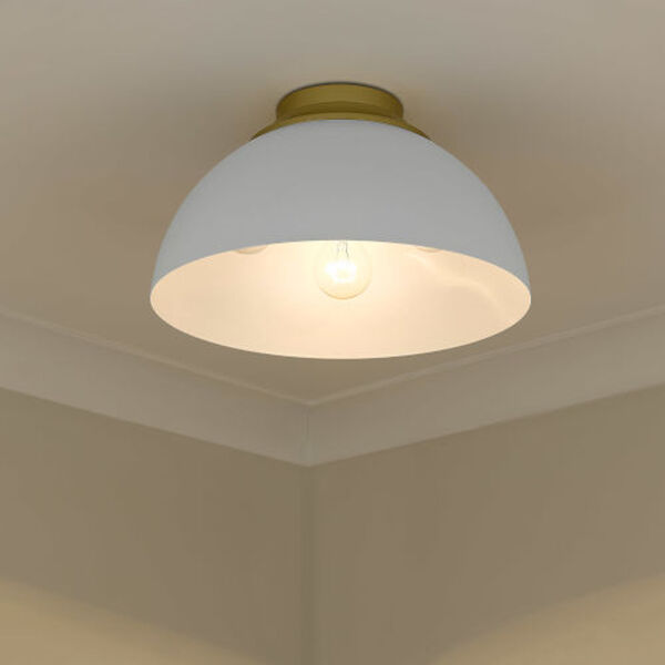 Essex Olympic Gold and Matte White Three-Light Flush Mount, image 4