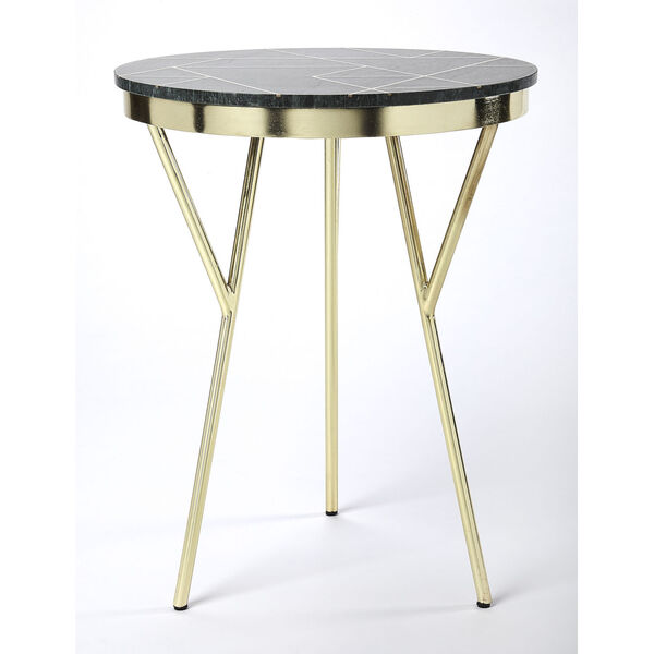 Haven Green Marble and Brass Accent Table, image 3