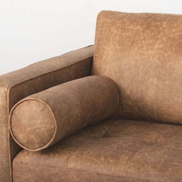 Loretta Cognac Brown Three Seater Sofa with Two Bolster Cushion, image 6