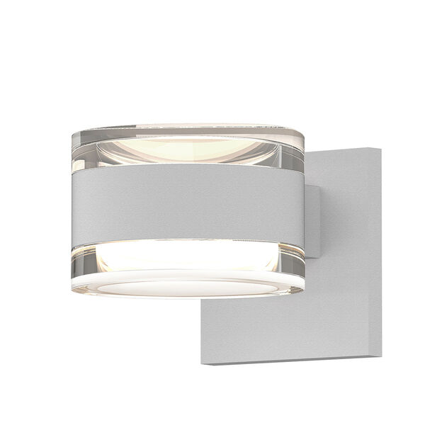 Inside-Out REALS Textured White Up Down LED Wall Sconce with Cylinder Lens and Cylinder Cap - Clear Cap with Clear Lens, image 1