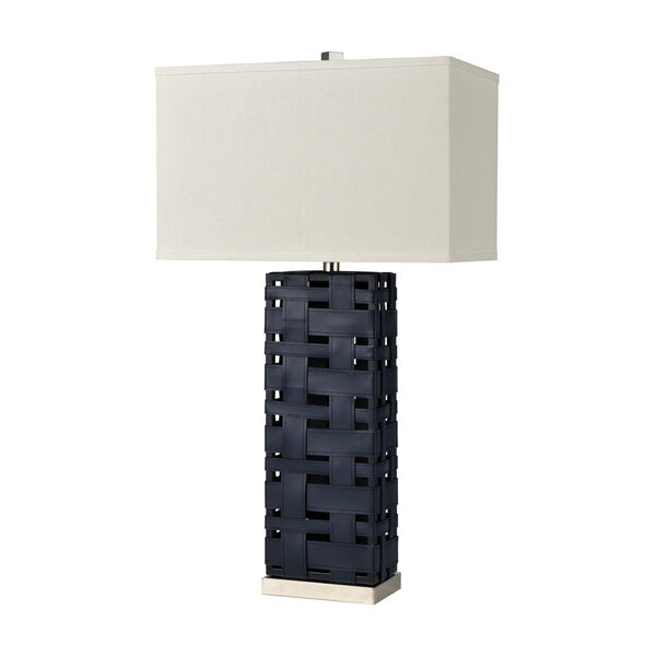 Strapped Down Polished Nickel with Navy Blue One-Light Table Lamp, image 2