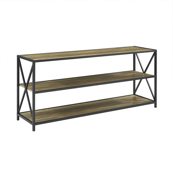 60-Inch X-Frame Metal and Wood Console Table - Rustic Oak, image 3