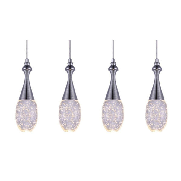 Dior Chrome Four-Light LED Pendant with K9 Clear Crystal, image 1