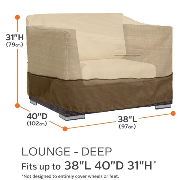 Ash Beige and Brown Deep Seated Patio Lounge Chair Cover, Set of 2, image 4