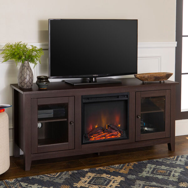 58-inch Fireplace Stand with Doors - Espresso, image 1