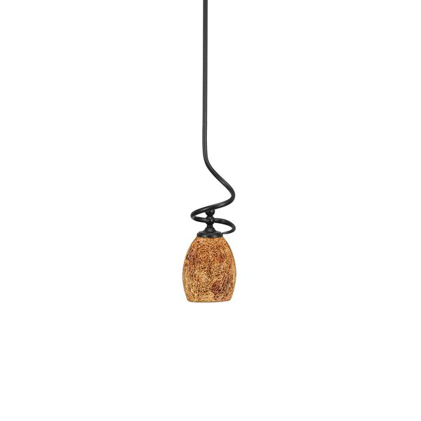 Capri Matte Black One-Light Mini Pendant with Gold Fusion Glass, image 1