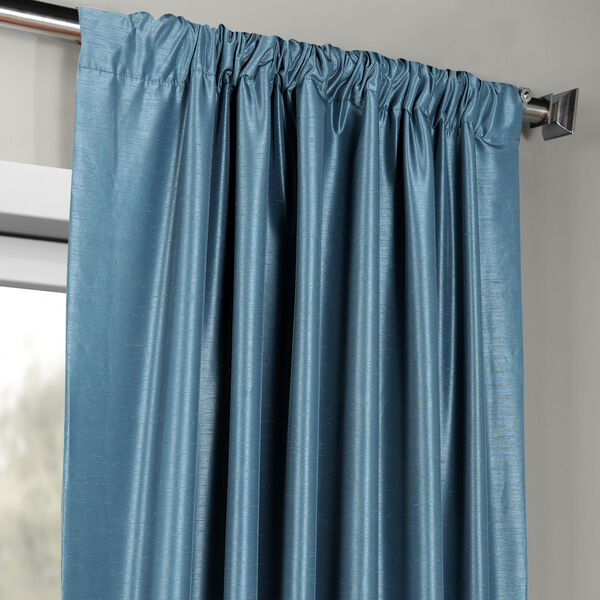 Nassau Blue 120 x 50-Inch Vintage Textured Faux Dupioni Silk Curtain Single Panel, image 3