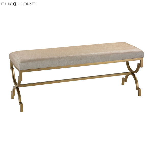 Gold Double Bench with Cream Metallic Linen, image 6
