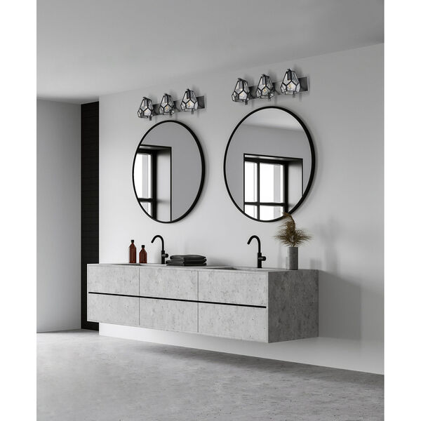 Mardyke Matte Black Three-Light Bath Vanity with Clear Glass Shade, image 2