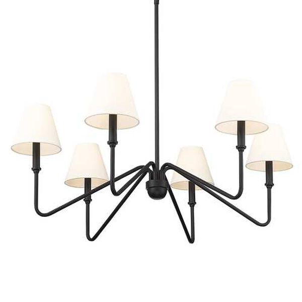 Kennedy Natural Black Six-Light Chandelier with Ivory Linen shade, image 3