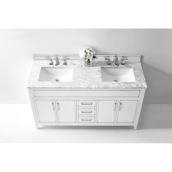 Aspen White 60-Inch Bath Vanity Set with Italian Carrara White Marble, image 6