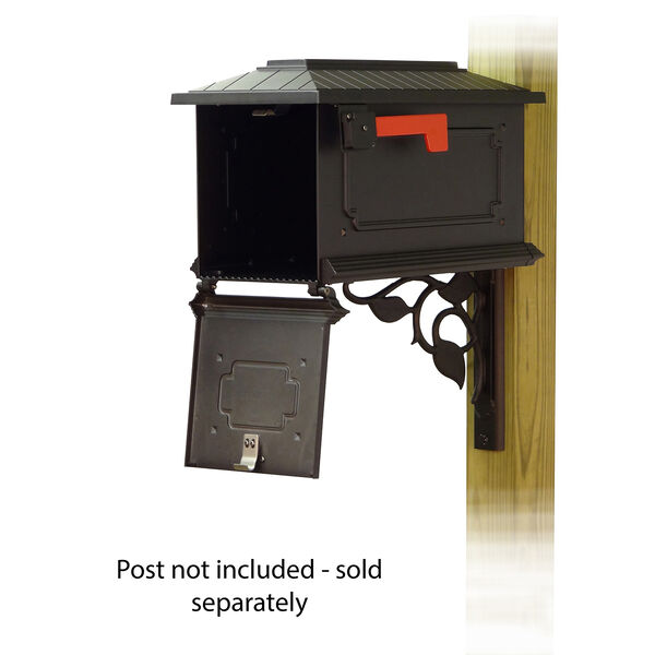 Curbside Black Kingston Mailbox with Floral Front Single Mounting Bracket, image 3