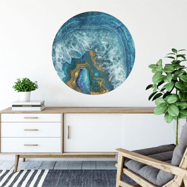 Blue and Gold Agate 30 x 30 Inch Circle Wall Decal, image 1