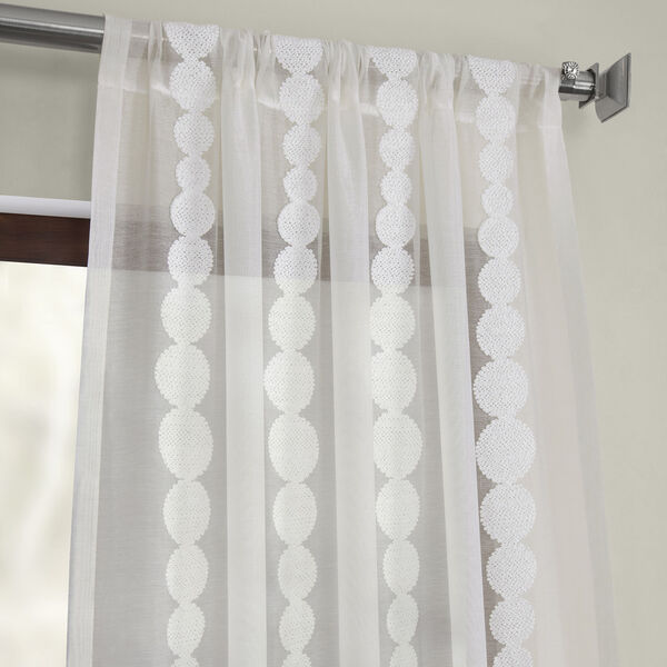 White Embroidered Sheer Curtain Single Panel, image 2