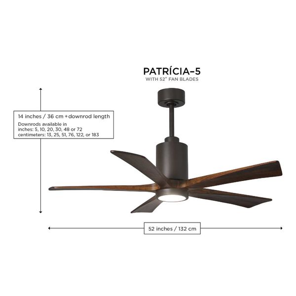 Patricia-5 Polished Chrome 52-Inch LED Ceiling Fan with Barnwood Tone Blades, image 5