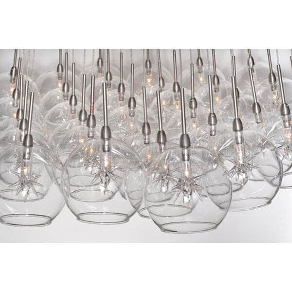 Starburst Satin Nickel Thirty-Seven-Light Chandelier with Clear Glass, image 2
