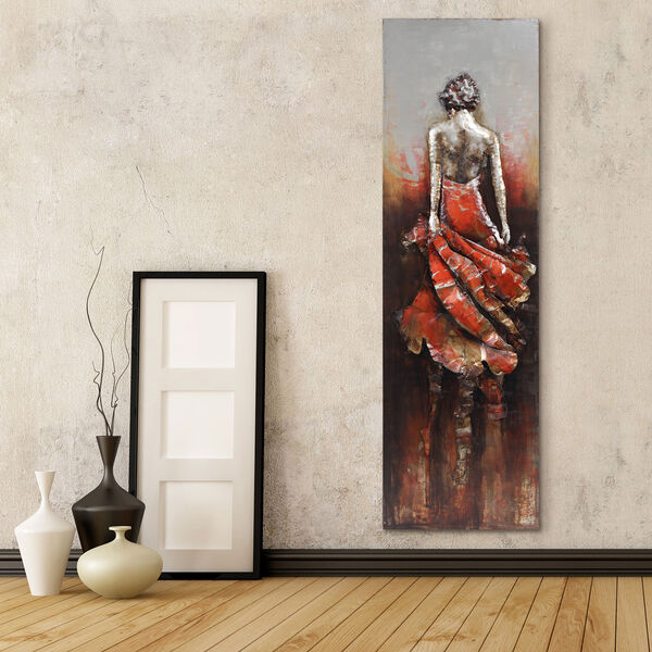 Lady in Red Mixed Media Iron Hand Painted Dimensional Wall Art, image 1