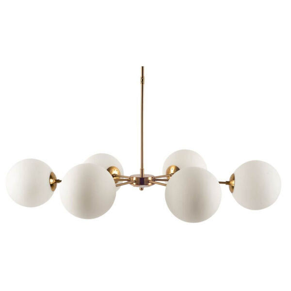 Lahey Gold and Frosted Glass Six-Light Globe Chandelier, image 1