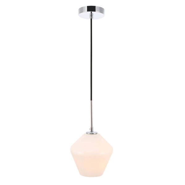 Gene Chrome Eight-Inch One-Light Mini Pendant with Frosted White Glass, image 4