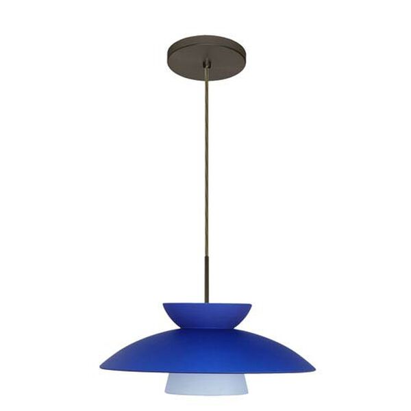 Trilo 15 Bronze One-Light LED Pendant with Blue Matte Glass, image 2