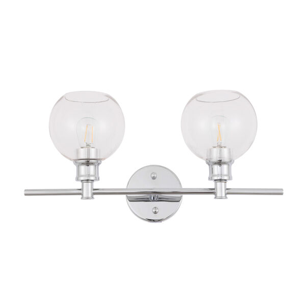 Collier Chrome Two-Light Bath Vanity with Clear Glass, image 3