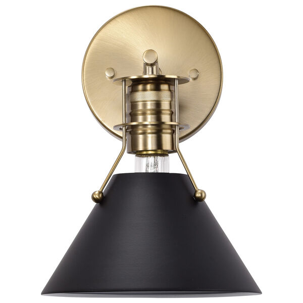Outpost Matte Black and Burnished Brass One-Light Wall Sconce, image 5