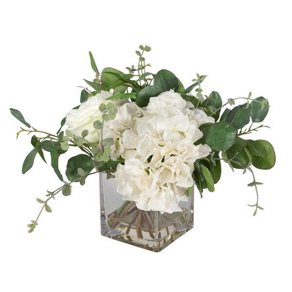 Rosewood Cream Clear Garden Bouquet In Glass Vase, image 4