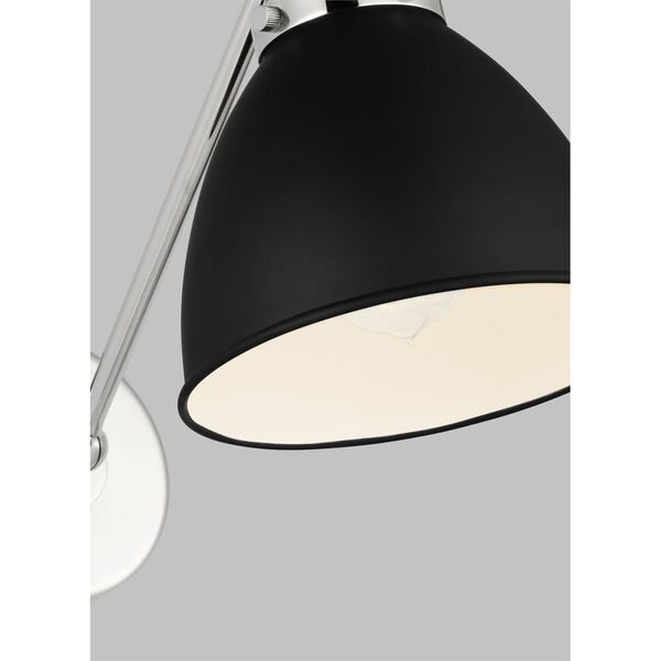 Wellfleet Midnight Black and Polished Nickel One-Light Single Arm Dome Task Sconce, image 5