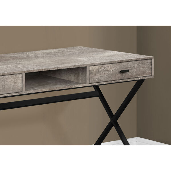 Taupe and Black 24-Inch Computer Desk with Crisscross Metal Legs, image 3