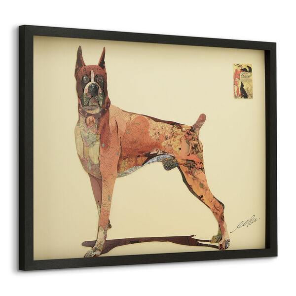Black Framed Boxer Dimensional Collage Graphic Glass Wall Art, image 3