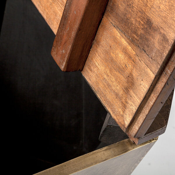 Esagono II Brass and Natural Wood Hexagonal End Table, image 6